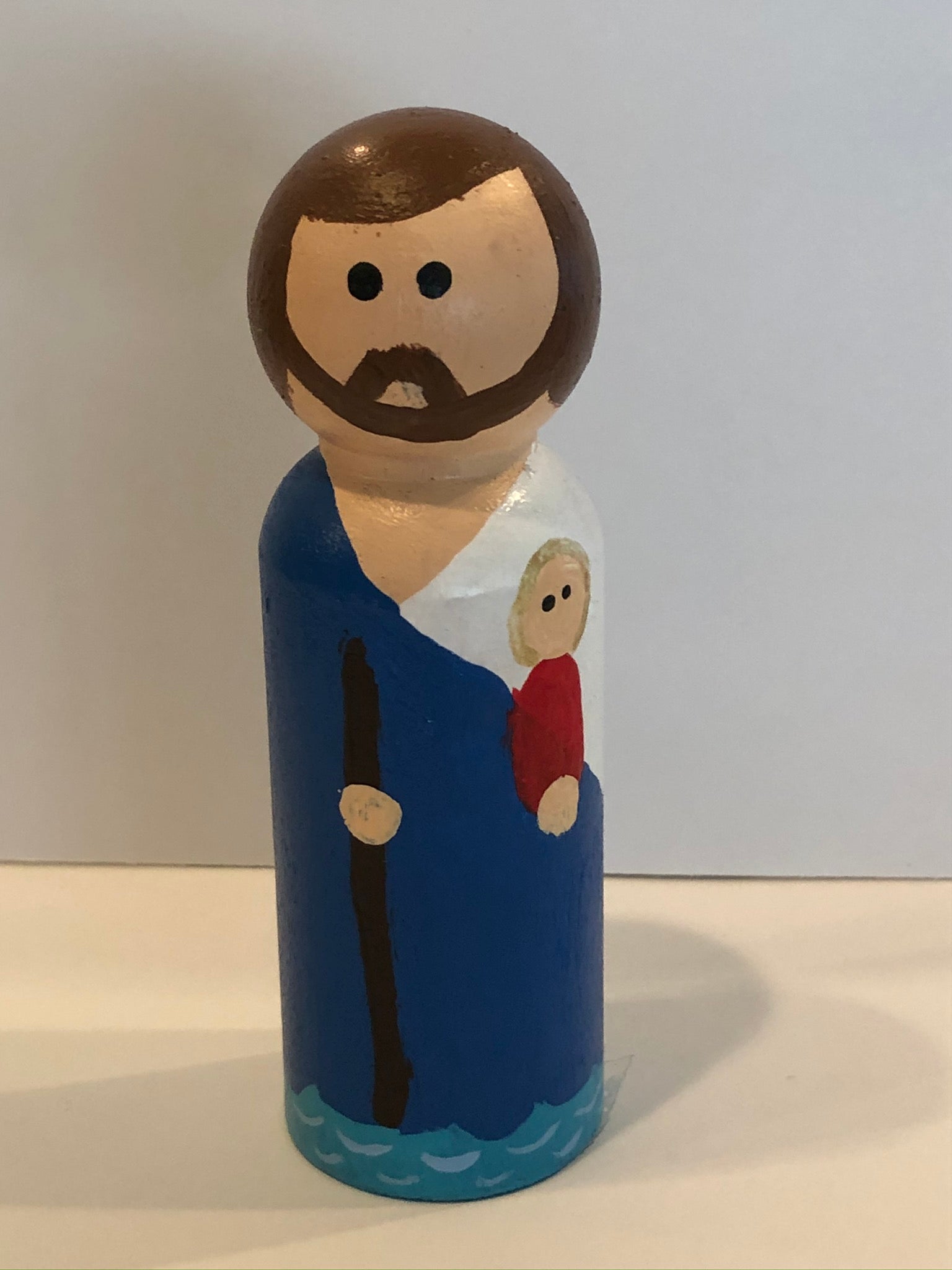 St Christopher peg doll