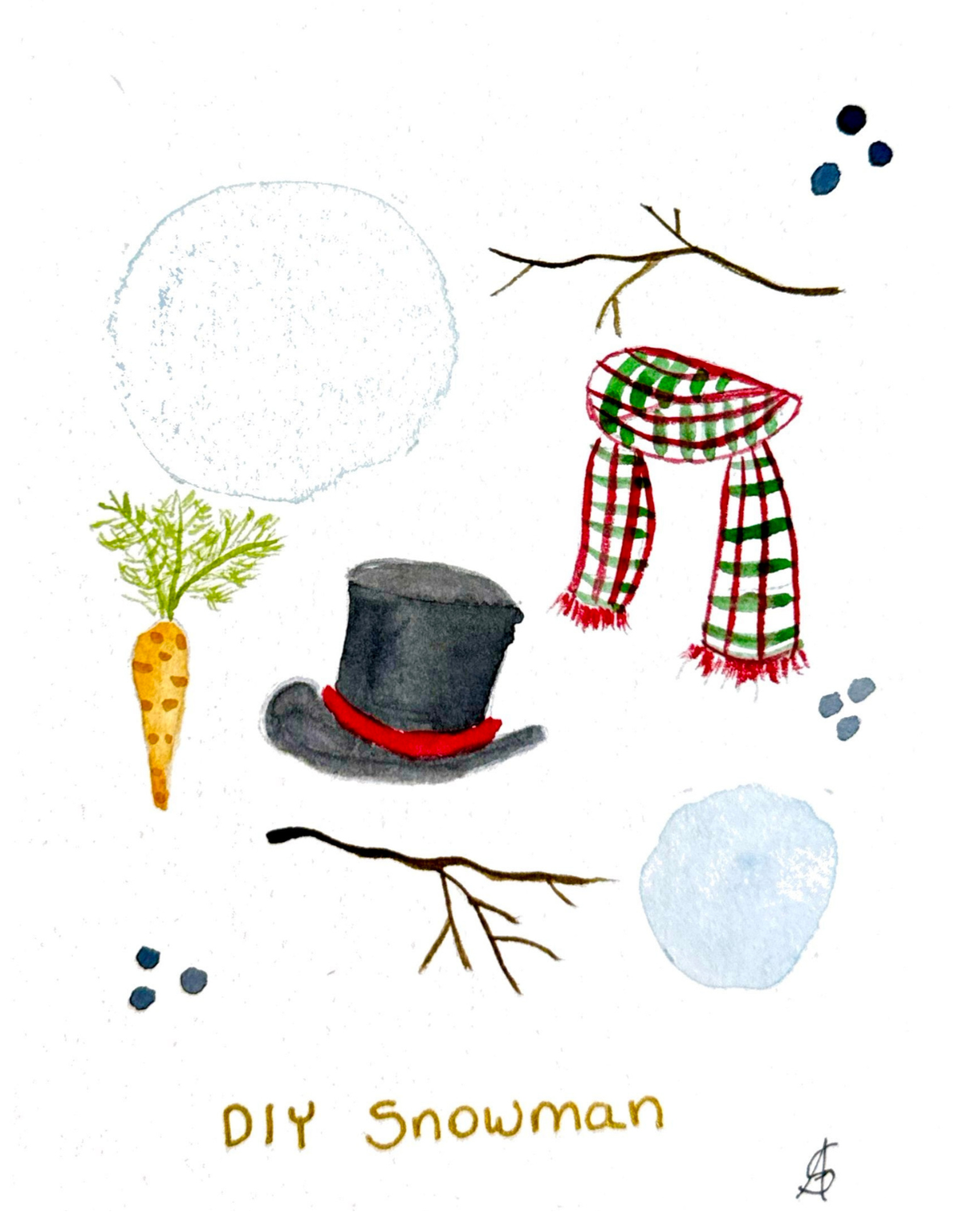 Do You Wanna Build a Snowman Watercolor Card