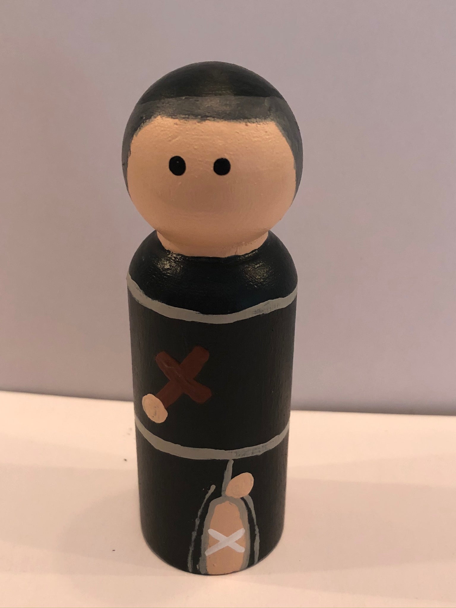 St. Peregrine Handmade Wooden Saint Peg Doll — Patron of Cancer Patients, Catholic Gift