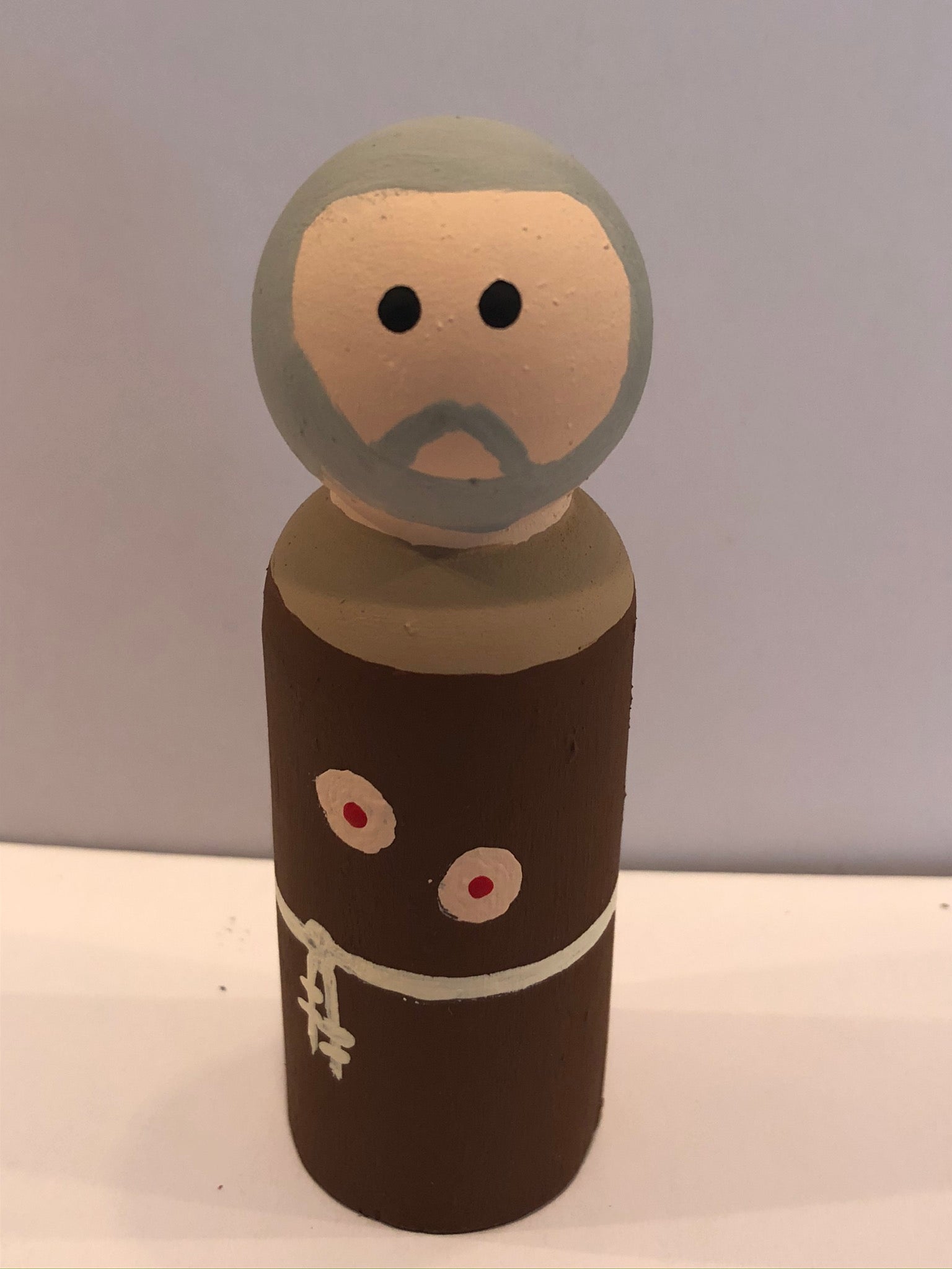 St. Padre Pio Handmade Wooden Saint Peg Doll — Catholic Gift