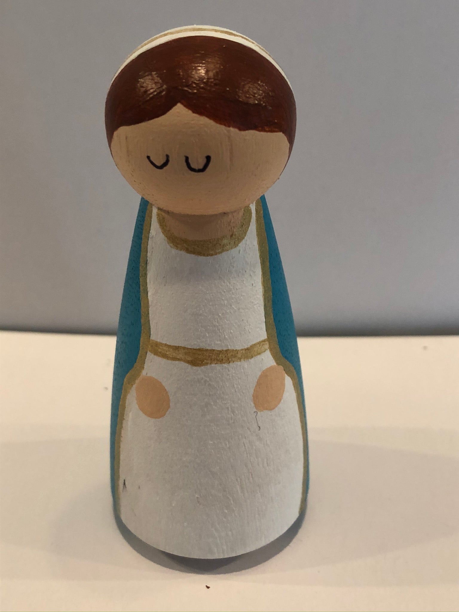 Our Lady of Grace Handmade Wooden Mary Peg Doll — Catholic Gift